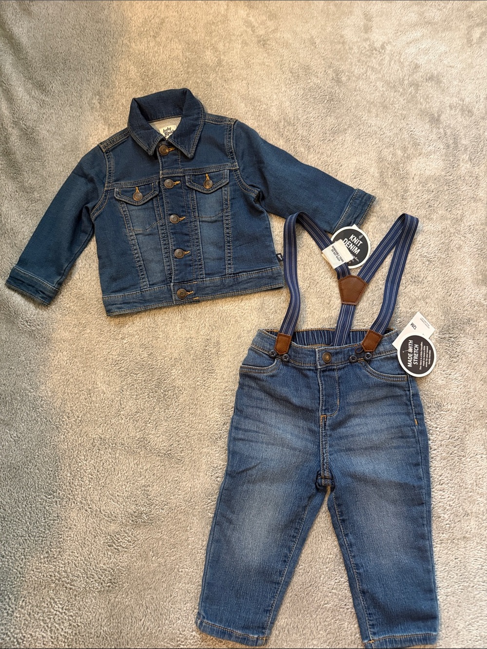 Kids Denim Jacket and Suspender Jeans Set - Blue